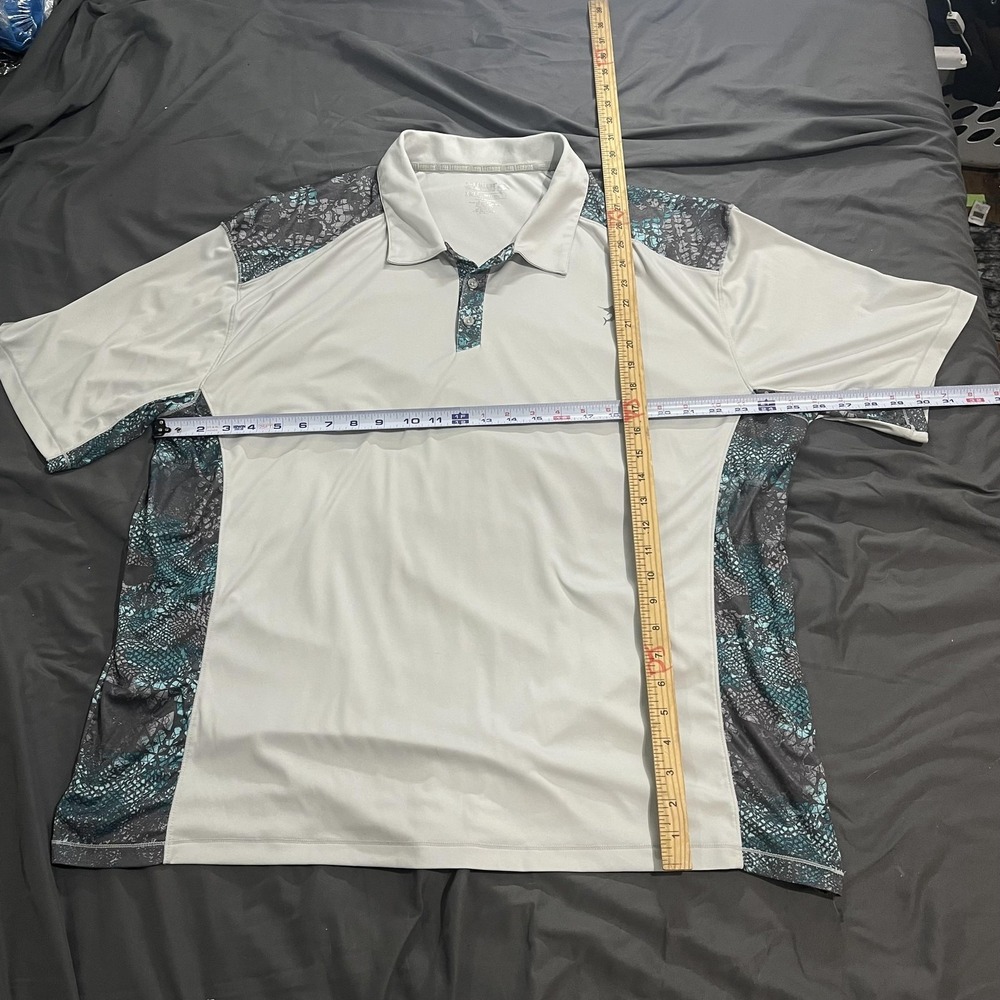 Reel Legends Polo Shirt Mens 2XL White Reel-Tec‎ Fishing Snake Skin Print Panels - Picture 3 of 4